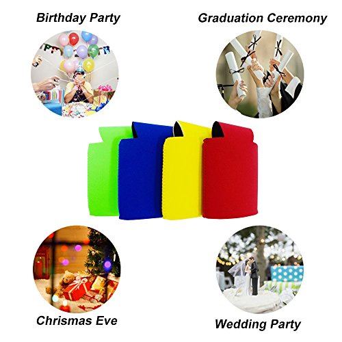 Acelane Neoprene Can Cooler Sleeves, Collapsible Holder, Insulated Carrier for Parties, Picnics Family Reunions and Outdoors – Set of 4 (PURECOLOR) - Thumbnail 5