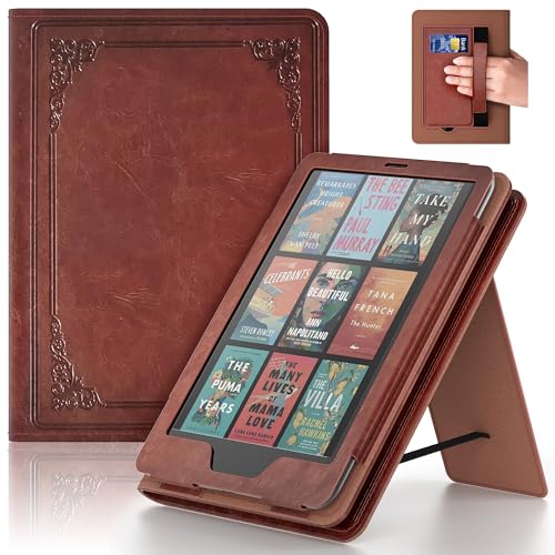 Lainergie Ebook 6 Inch Case with Stand and Hand Strap,Incompatible Alcatel TCL, Brown