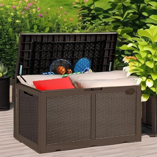 YITAHOME 100 Gallon Large Deck Box Upgrade Resin Outdoor Storage