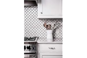 SQUAREFEET DEPOT White Glossy Lantern Arabesque Porcelain Mosaic Tile Wall and Floor Backsplash