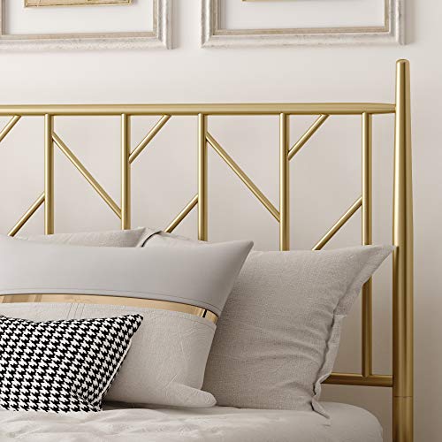 Allewie Full Size Platform Bed Frame with Vintage Headboard, 14 Inches