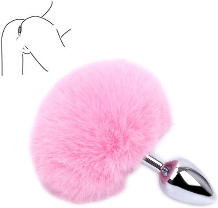 Starters Toys Beginner Amal Trainer Artificial Simulation Rabbit Tail Toys - Metal Amal Plug Trainer for Party Spoof Toys Pink by SexTown