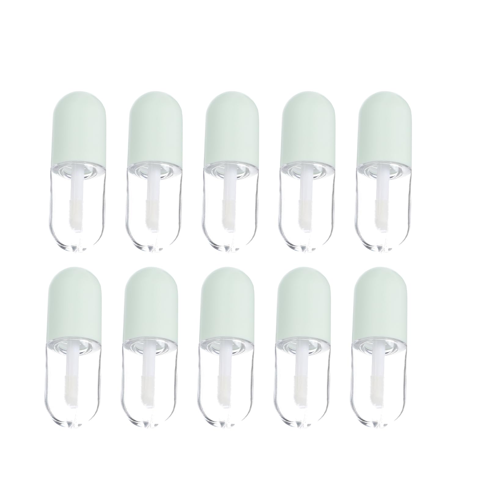 Lurrose 10pcs Cute Capsule Shaped Mini Lip Gloss Tubes Empty Lip Balm Bottles Reusable Refillable Clear Lipstick Containers with Wand for DIY Lip Cosmetic 5ml Green