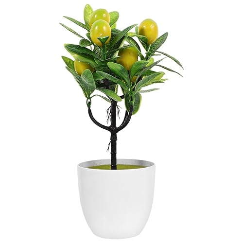 SUPVOX 2pcs Faux Lemon Potted Plant Mini Artificial Plants Plastic er Pot Fruit s Faux Mini Lemon Tree Plastic Greenery Bonsai Fake Tree Decors Indoor Yellow