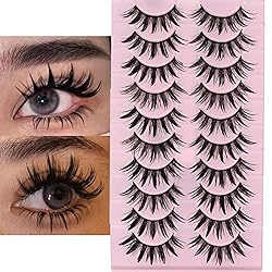 DSLONG 10 Pairs Manga Lashes Wet Look Lashes Effect