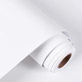 WESTICK Matte White Wallpaper Self Adhesive Solid White Contact Paper Removable Off Peel and Stick Wallpaper for Bedroom Living Room Walls Kitchen Cabinets Countertops 15.8" x 78"