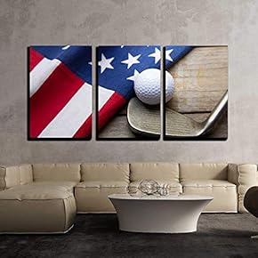 Golf Ball with Flag of USA on Wood...