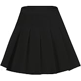 EXCHIC Women's High Waist Pleated Skater School Tennis Skirts