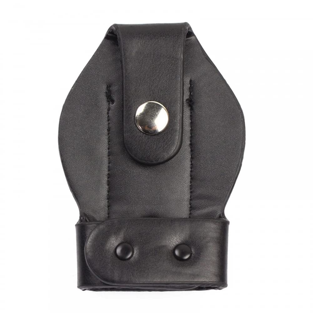 Handcuff Holder, Leather Open Top Handcuff Waist Belt Pouch with Clip for Chain Hinged Handcuffs (4.7 * 1.9")