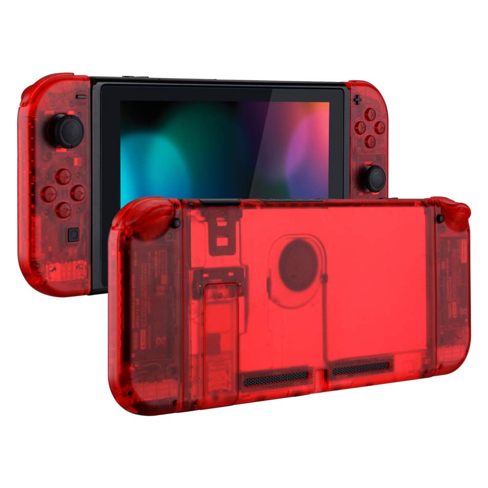 Photo 1 of ***MISSING JOYCON REPLACEMENT(S) POSSIBLY COVERS*** eXtremeRate DIY Replacement Shell Buttons for Nintendo Switch, Back Plate for Switch Console, Housing with Full Set Buttons for Joycon Handheld Controller - Clear Red [No Electronics Parts]