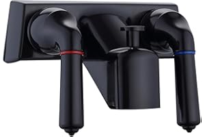 PUREHAVEN RV Shower Faucet,4" RV Camper Shower Dual Faucet, RV Shower Faucet Replacement with Winged Levers,Camper Bathroom Faucet Valve Diverter with Classical Handles (Black)