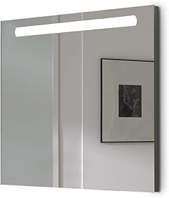Espejo baño con Luz SHINE 80x70cm 6 W Led 864Lumenes, 6 w 5700kluz brillante, potente y moderna, perfecto para el baño. [Clase de eficiencia energética A++]. IP44. baño iluminado. 