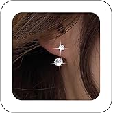 Vacaonio Boho Crystal Ear Jacket Earrings Silver Gemstone Stud Earrings Sparkling Cz Earrings Double Rhinestone Earrings Cz Front Back Earrings Jewelry for Women