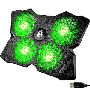 KLIM-Wind-Laptop-Cooling-Pad-The-Most-Powerful-Rapid-Action-Cooling-Fan-Laptop-Stand-with-4-Cooling-Fans-at-1200-RPM-USB-Fan-Compatible-New-2021-Version-Green KLIM Wind Laptop Cooling Pad - More than 500 000 units sold - NEW 2023 - The Most Powerful Rapid Action Cooling Fan…