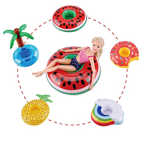 E-TING Swim Ring Summer Fun Swimming Pool Float Raft Lilo Lifebuoy for Girl Dolls Pool Party and Kids Bath Toys Inflatable Drink Holders