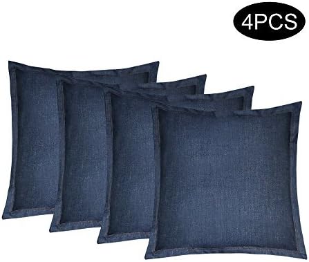 KATEVO Pillow Inserts with Pillow Protector, 17.7x17.7" 100% Cotton Denim Bedroom Reading & TV Relax Throw Pillow for Adults, Teens and Kids Bed Rest, Arm, Back, Lumbar & Head Support Cushion (4 Pack)