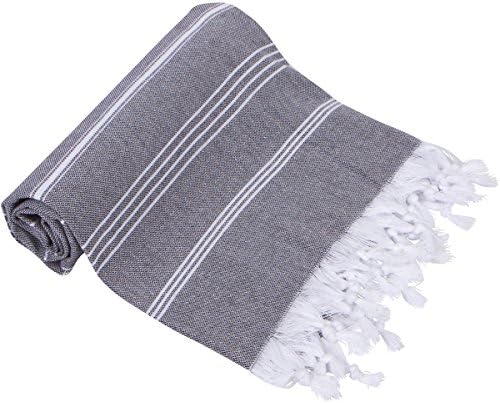 Turkish Bath Towel Peshtemal Black White 100% Cotton Stripe Hotel Collection Beach Towel Kitchen Wrap Picnic Blanket For Guest Gym Hammam Yoga Pilate
