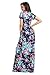 Lovezesent Women's Floral Print O Neck Short Sleeve Long Maxi Casual Dresses Large Blue
