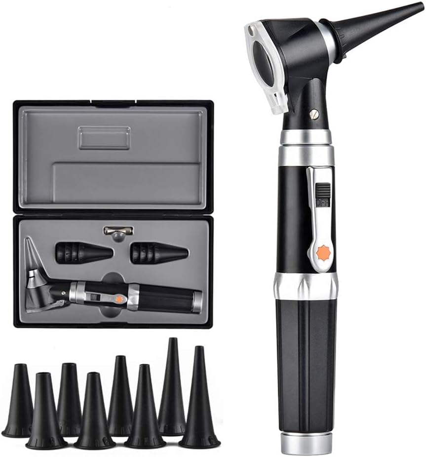 Jiusion 3X Otoscope with LED 8 Tips Storage Case for Doctor Nurse Adult Kid Pet