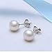 Sterling Silver White Freshwater Cultured Pearl Button Stud Earrings (6-6.5mm)…