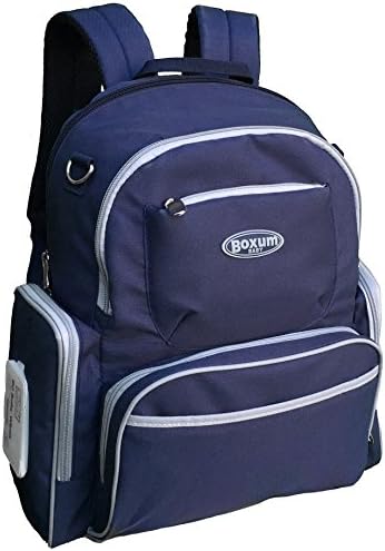 Boxum Baby Multi-function Large Diaper Backpack with Changing Pad, Stroller Straps and Insulated Bottle Pocket - Blue