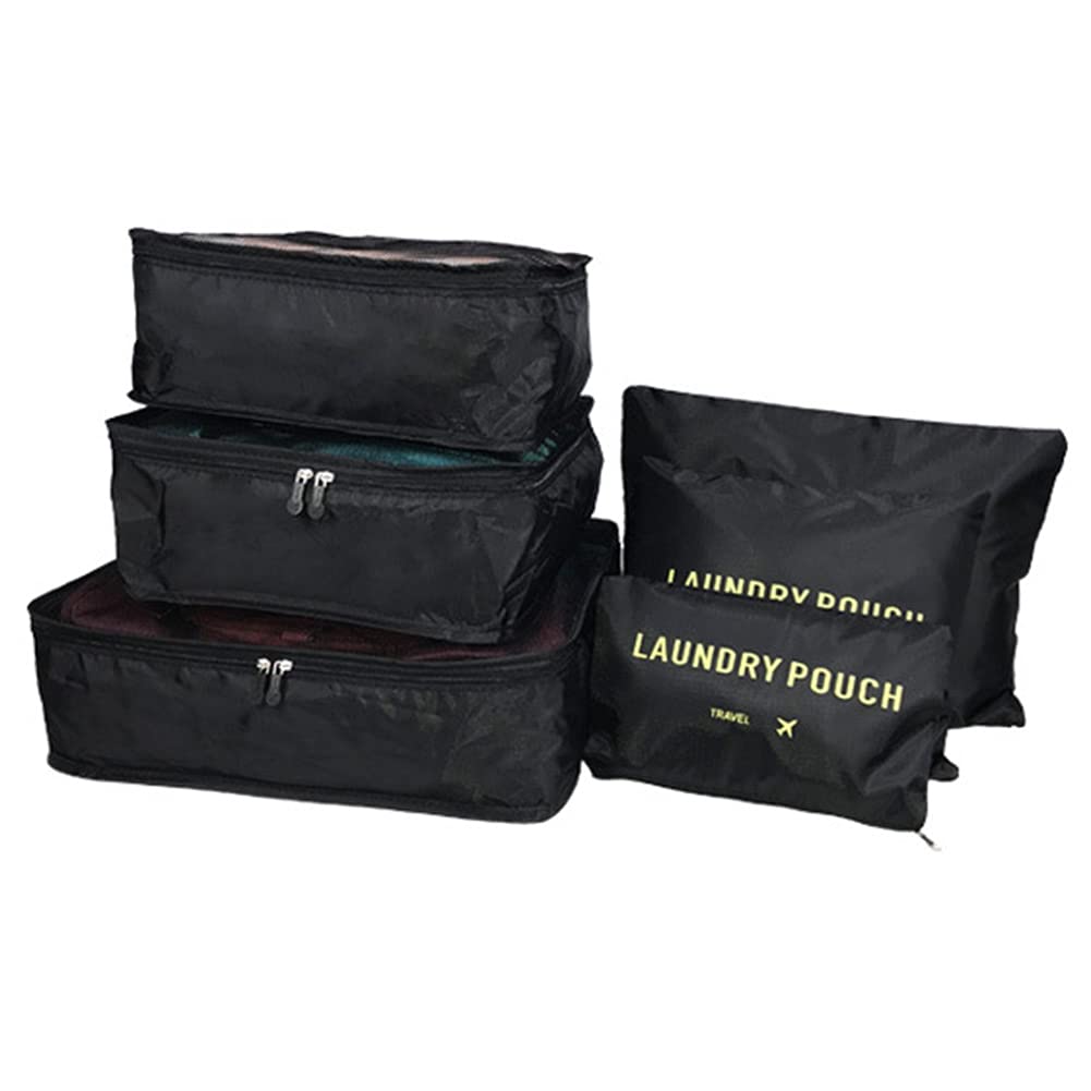 Rojeam Packing Cubes 6 Pcs Travel Luggage Organizer Packing Organizers Set (Black)