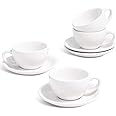 LE TAUCI 3 oz Espresso Cups with Saucers, Demitasse Coffee Cup for Shot, Lungo, Ristretto - 3 inch, Set of 4, White