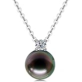 NONNYL Anniversary Birthday Gfits for Wife - Tahitian Black Pearl Necklace- Gifts for Women Mom Girlfriend Her Christmas Mothers Day Valentine's Day Fine Jewelry Gifts Real 9-10mm Pearls Pendant
