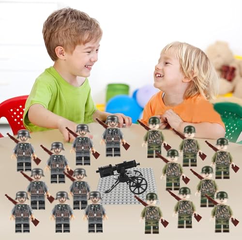 ZYEKIU 50 Pieces Military Soldier Toy, Mini Military Toy, Interesting Plastic Soldiers, WW2 Soldiers Toys Can Be Assembled, Military Base Toy for Birthday Party, Christmas