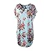 Katuo Women's Cape Sleeve Shirt Dress Loose Floral Cotton Blends Tee Tops