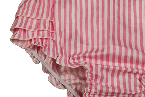 Strips 100% Cotton Infants Onesie Floral Ruffles Romper Dress (6-12 Month,Red)