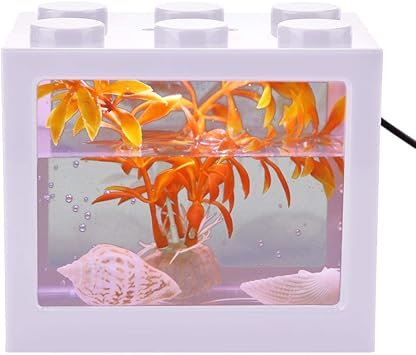 Amazon ミニ水槽 卓上ミニ水族館 水槽セット 熱帯魚 魚飼育 卓上飾リ 魚飼育セット 省エネ 静音 充電可能 長寿命 プラスチック製 ホワイト Xuuyuu 水槽 通販
