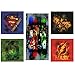 Modern Littles Justice League 5 Piece Canvas Wall Art Set Featuring Superhero Character Designs of Superman, Batman, Green Lantern and Flash Gordon, Multicolored