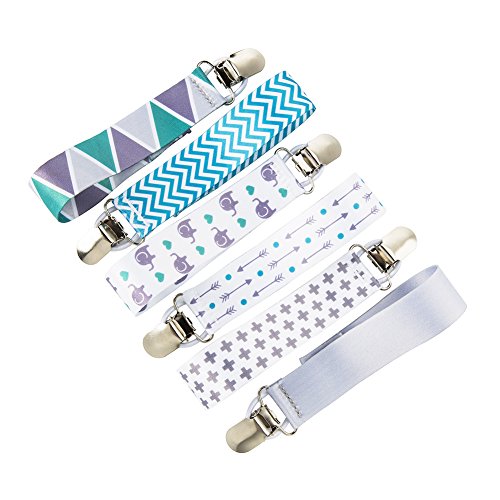 Pacifier Clips by VuminBox | 2-Sided Binky Clips for Baby Boys | Universal Strap/Holder/Leash for Soothies, Teethers, & Pacifiers (6 Pack Colorful) - Thumbnail 4