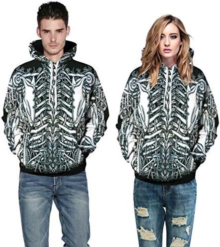 3D Skeleton Design Unisex Hoodie Sweatshirts (S/M)