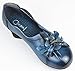 Cunzhai Women's Genuine Leather Slip on Round Toe Low Chunky Heel Pumps
