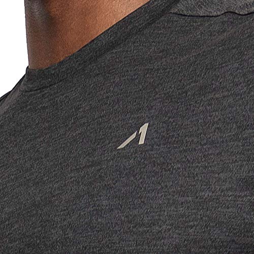 Alive Men's Tee Shirt Active Quick Dry Workout Short Sleeve Shirts Crew Neck (Black Heather, Medium) - Thumbnail 3