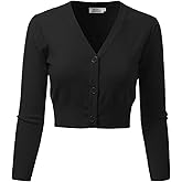 danibe Women's 3/4 Sleeve Soft Open Front Cropped Sweater Cardigan (S-XXL)