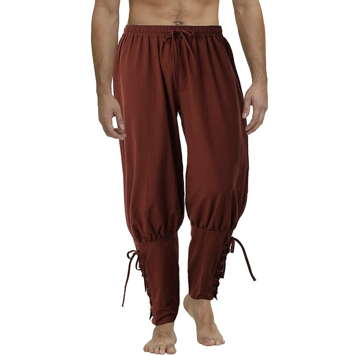COSDREAMER Men's Medieval Pants Viking Pirate Costume Trousers Brown S — image 1