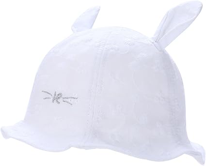 Chapeau Bob De Soleil Bebe Fille Garcon Anti Uv En Coton Avec Broderie Oreilles Plage Voyage Pour 3 6 Mois Tout De Tete 46cm Blanc Amazon Fr Vetements Et Accessoires