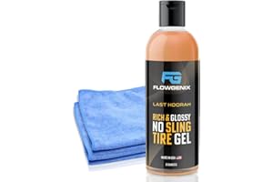 Flowgenix™ Tire Shine Coating and Dressing (Last Hoorah) - Rich & Glossy Shine - No-Sling Anti-Stick Protection - Fast Drying - Works on Rubber, Plastic & Vinyl (8 oz.) - Includes 2 Microfiber Towels
