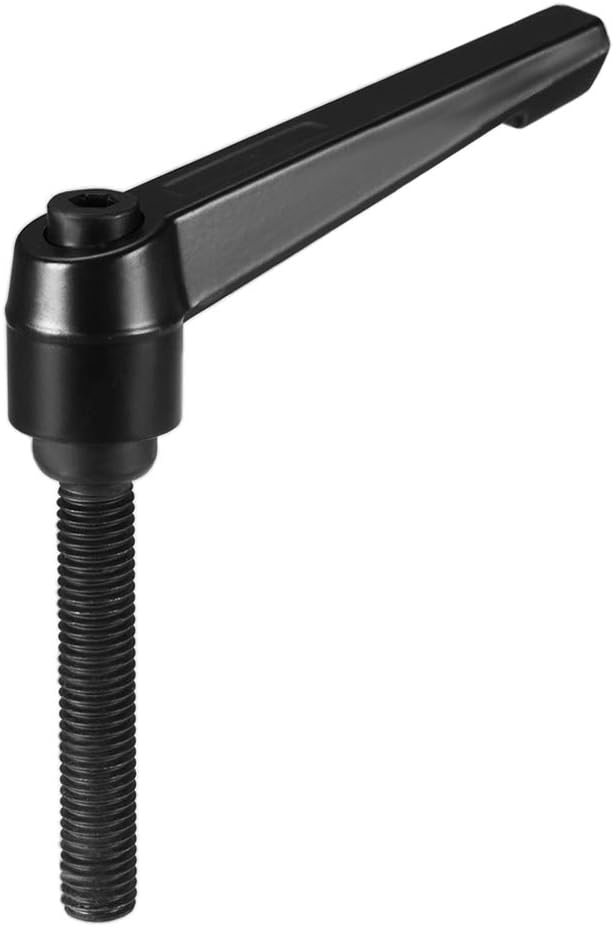 sourcing map M10 x 50mm Handle Adjustable Clamping Lever Thread Push Button Ratchet Male Threaded Stud Knobs Quick Release Screw Handles Bolts with Locking Lever Black