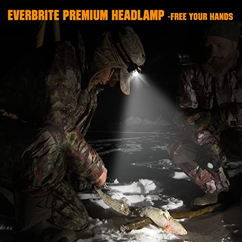 EverBrite LED Head Lamp Rechargeable, Outdoor Flashlight Headlamp with Red Light Option, IP44 Waterproof Dustproof, Hiking & Camping Gear Essentials, 2 Pack