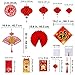 Supla 82 Pcs Chinese New Year Decorations Chinese Hanging Good Luck Ornaments Red Lanterns Festive Tree Ornaments Paper Fans for Asian Chinese Lunar New Year 2025 Year of The Snake Party Decor