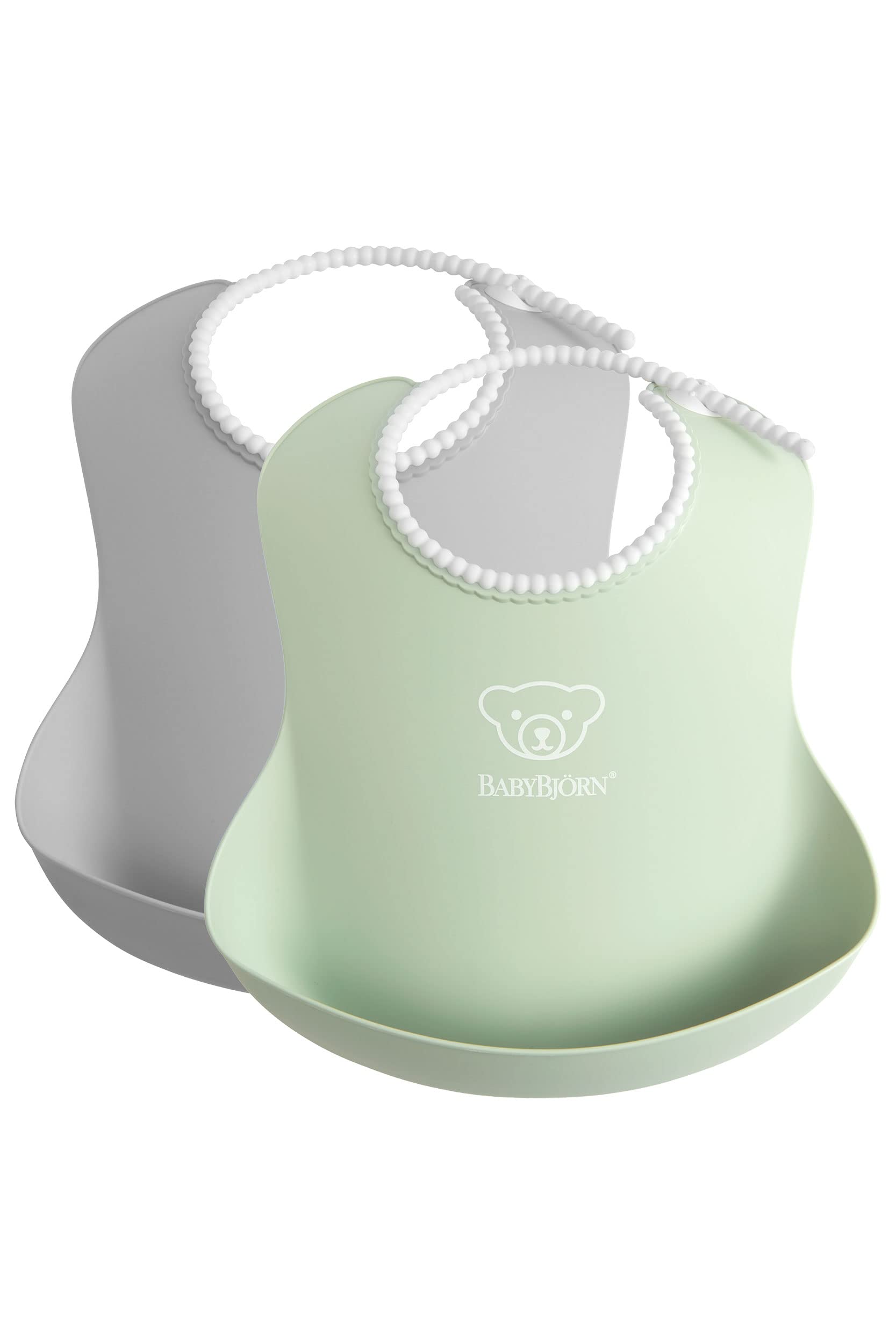 BabyBjörn Baby Bib, 2-pack, Grey/Powder green