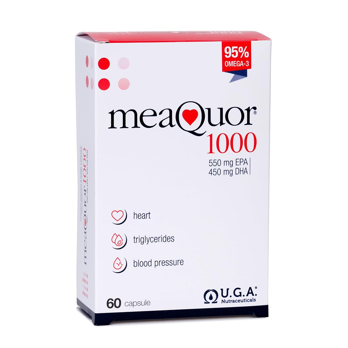 Meaquor 1000 Omega 3 Fish Oil Capsules IFOS Certified - Omega3 1000mg Supplement with EPA and DHA - No Aftertaste (60 Softgel Caps)