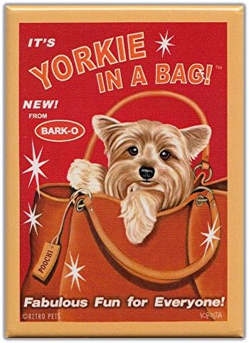 Retro Pets, Magnet Yorkie In A Bag