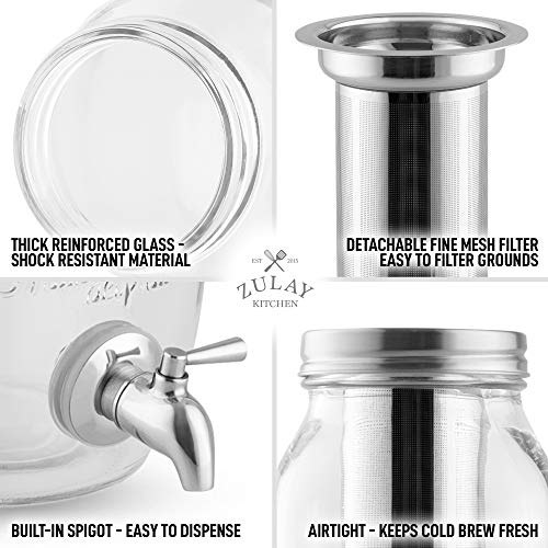 Zulay Kitchen 1.5 Liter Cold Brew Coffee Maker with EXTRATHICK Glass