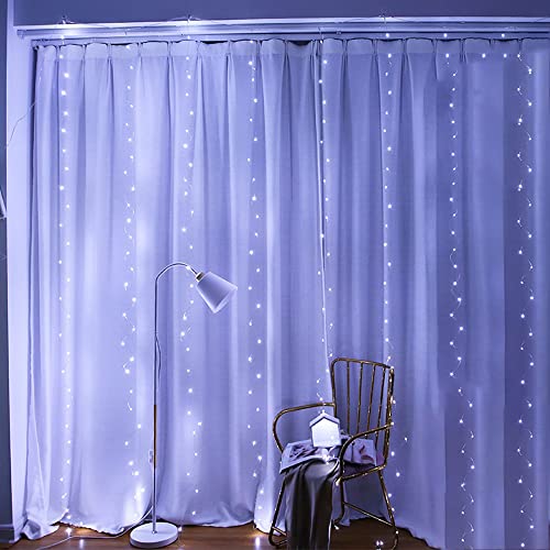 YEOLEH String Lights Curtain USB or Battery Powered, 144 LEDs Bedroom