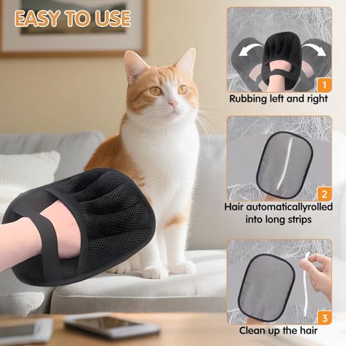 TORVEN Pet Hair Remover Glove - Brush Glove for Dogs and Cats, Antistatic and Reusable, Removes Hair from Sofa, Clothes, Cars and Carpets (1)